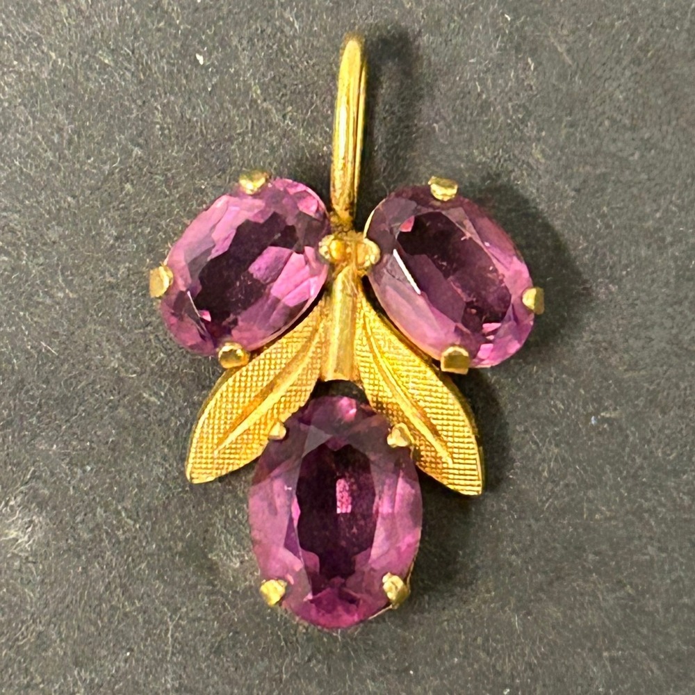 Vintage Van Dell Purple Vintage Floral Berry 12K Gold Filled Simulated Amythest